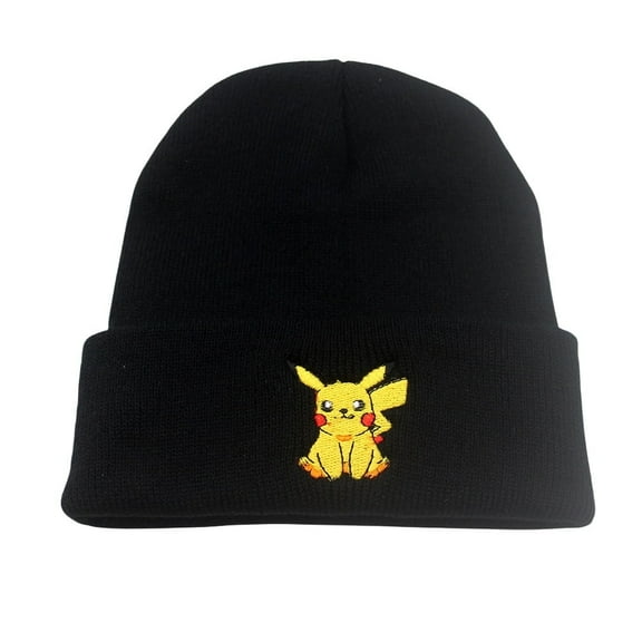 Pokemon Anime Catoon Knitting Hat - Fleece-Lined Acrylic Beanie, Cute Kawaii Embroidery Trapper Cap for Women Men Unisex
