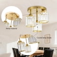 thumbnail image 2 of Crystal Semi Flush Mount Ceiling Light, 3-Light Close to Ceiling Light Fixtures, Modern Light Fixtures with Clear Crystal Shade, for Hallway Foyer Entryway Bedroom Kitchen, Gold, 2 of 7