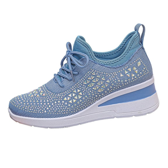 YLYL Women's Glittery Sneakers Rhinestone Fashion Breathable Dressy Wedge Tennis Shoes