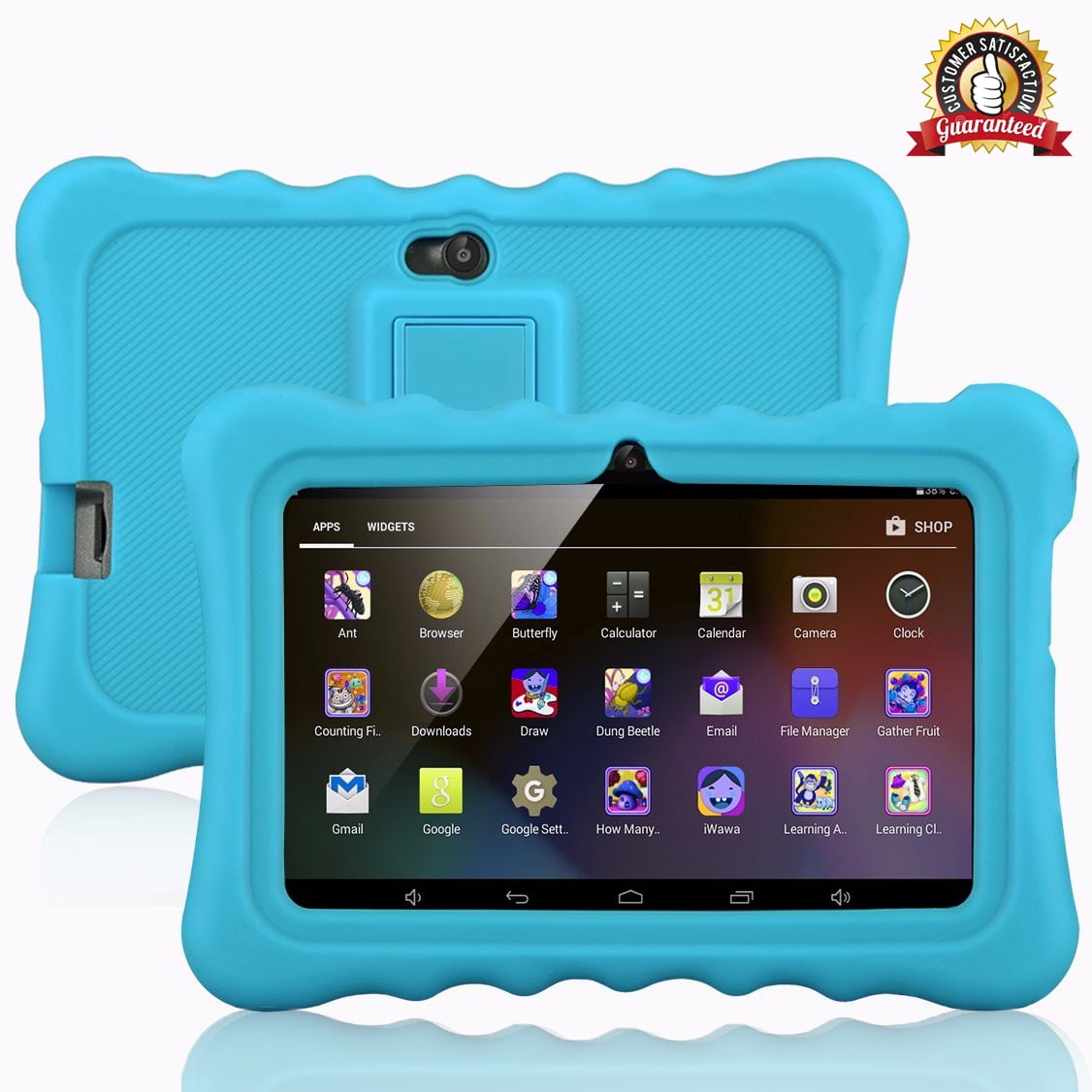 Excelvan M07R7-7 Android 6.0 Poids Léger Portable Silicone Housse de Béquille 1Go RAM 8Go ROM Orange Tablette Enfants Disponible avec iWawa pour Les Enfants Éducation Divertissement 