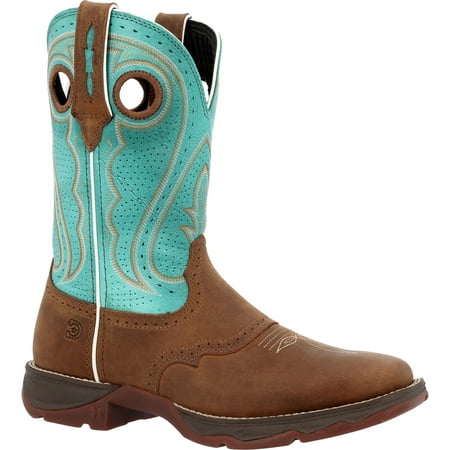 

Lady Durango Women s Tan & Seashore Blue Saddle Western Boot Size 6.5(M)