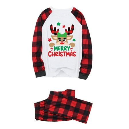 

TZNBGO Cute Clothes For Girls Christmas Women Mommy Printed Top+Pants Xmas Family Matching Pajamas Set