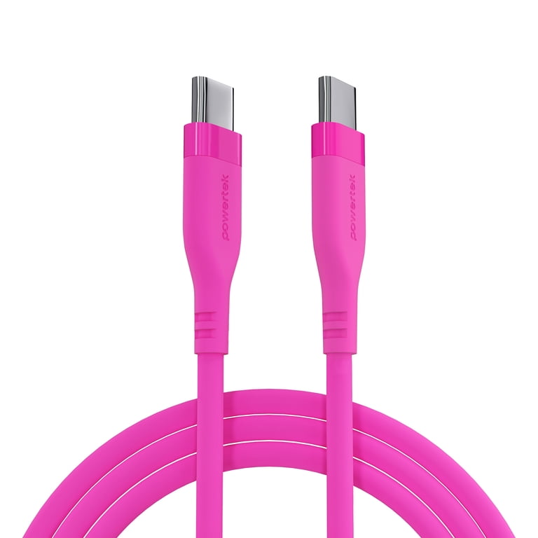Powertek 6ft USB-C to USB-C Cable, Pink Neon photo 1