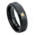 thumbnail image 1 of 6mm Comfort Fit Beveled Black Tungsten Ring - 0.07ct Solitaire Citrine Ring - Personalized Tungsten Wedding Ring - Custom Made November Birthstone Ring TN086BS, 1 of 1