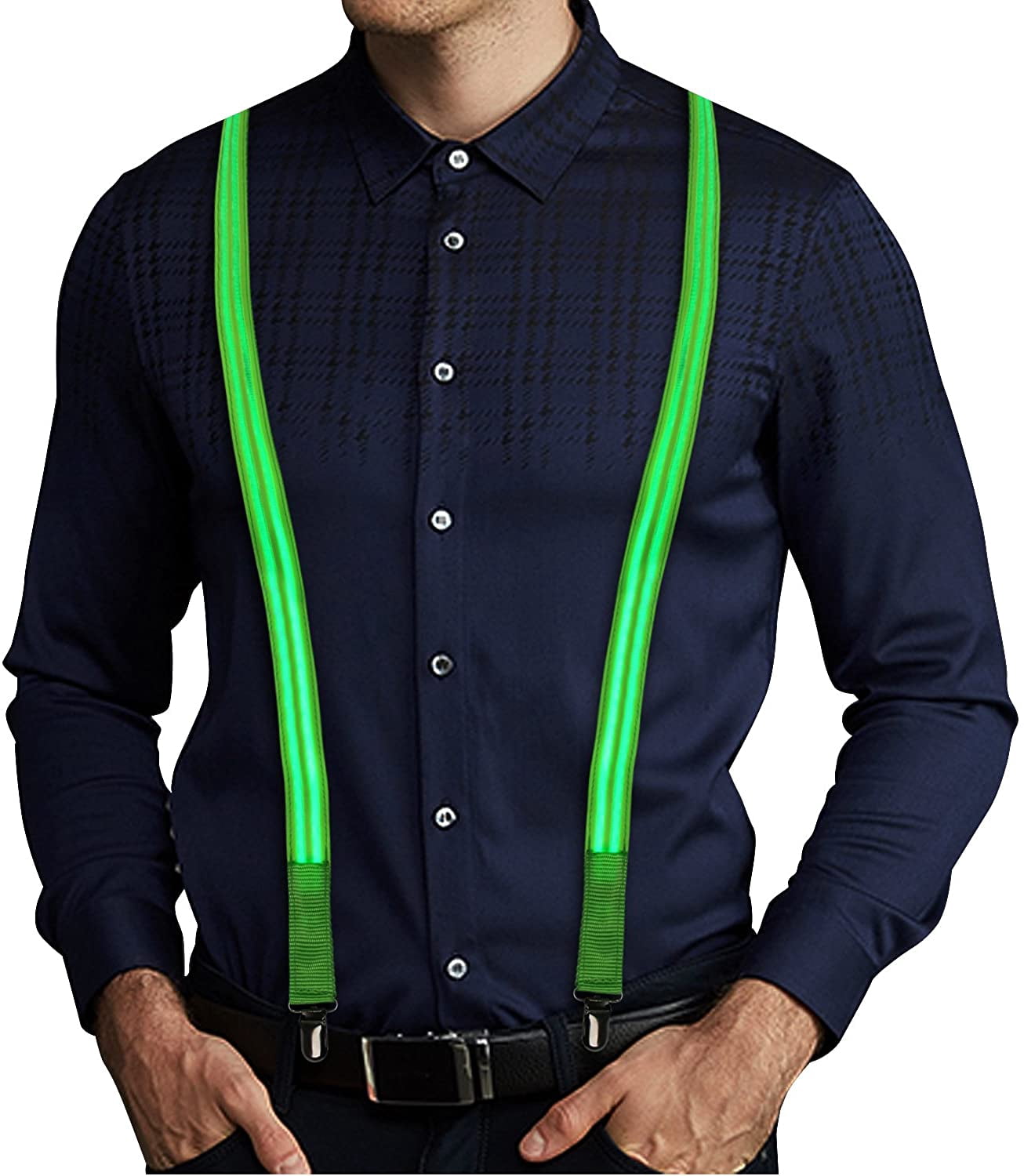 Light Up Suspender, HTAIGUO LED Suspenders LED Light Bright Suspender ...