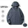 thumbnail image 4 of LNWUY (S-5XL) Big and Tall Rain Jacket Men Sun Protection Outdoor Zipper Pockets Jacket, Lightweight Hooded Raincoat for Daily Casual Gray L, 4 of 6