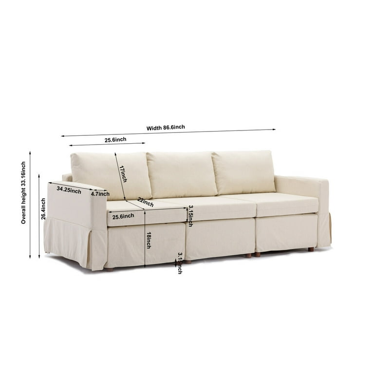 Two Seater Modular Sectional Sofa Linen Fabric Sofa Couch with Ottoman,  Seat Cushion and Back Cushion Removable and Washable - Yahoo Shopping