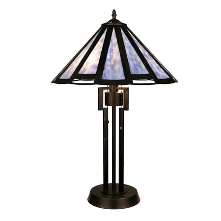 CHLOE Lighting Retro-Style Stained Glass 2-Light Table Lamp 18" Shade