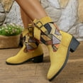 thumbnail image 5 of Mostsola Suede Cowboy Boots for Women Chunky Heel Mid Calf Boots Leopard Print Riding Boots, 5 of 9