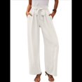 thumbnail image 1 of Pantalones de Salón Anchos para Mujer con Bolsillos, Cintura Alta, Ajustables, con Nudo y Holgados. XXL, 1 of 7