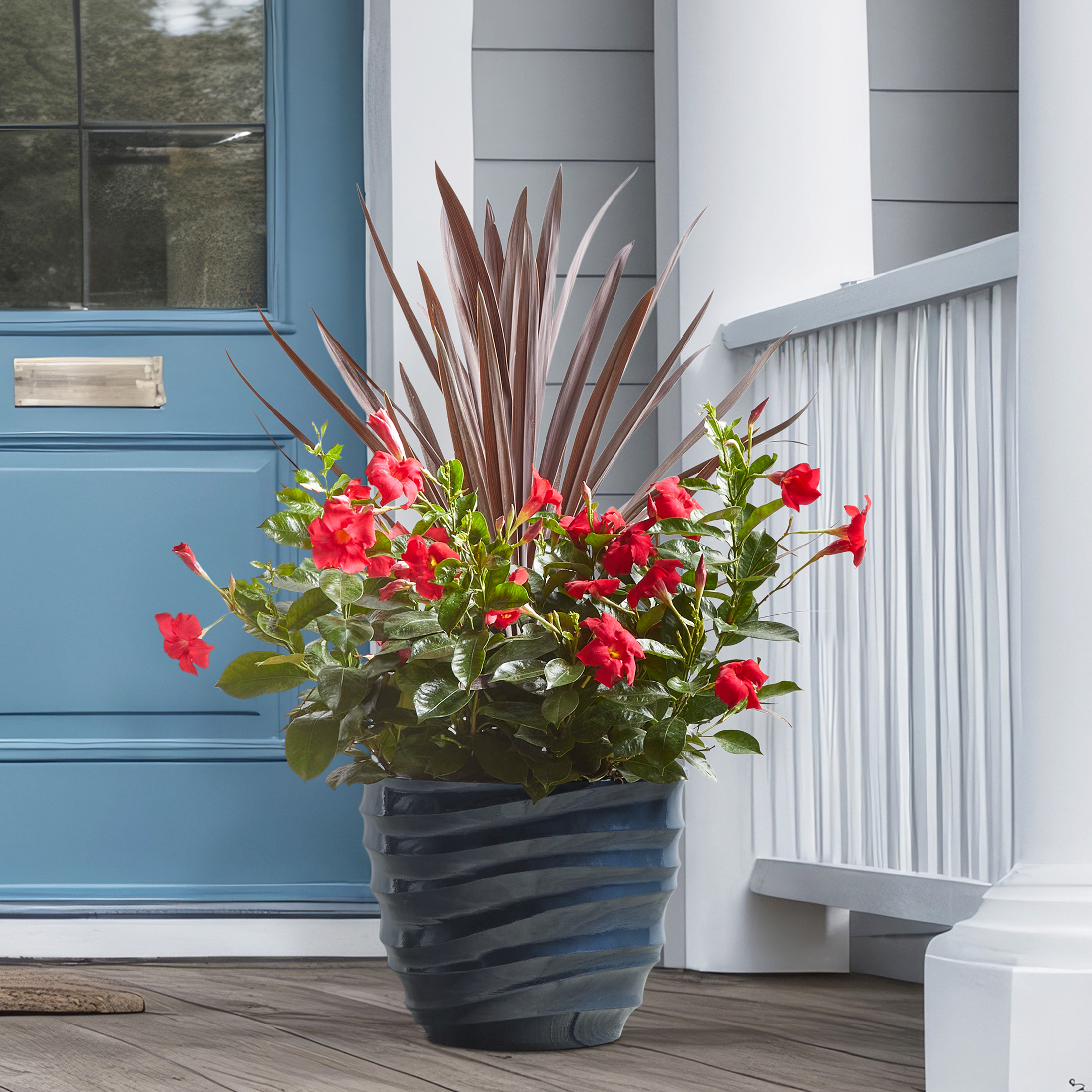 Mainstays Capri 14" x 14" x 11.5" Round Blue Cove Plastic Planter