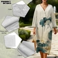 thumbnail image 5 of DISNIMO Flower Print Maxi Dresses for Women Imitation Linen Loose 3/4 Sleeve Midi Dress Casual V Neck Dress Fashion Long Dresses, L, 5 of 6