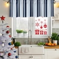 thumbnail image 6 of Navy Blue Valances for Windows, Decorative Rod Pocket Window Valance Curtains, Modern White Geometric Vertical Stripes Short Curtain Drapes for Kitchen/Bathroom/Living Room, 2 Panels, 54" W x 18" L, 6 of 8