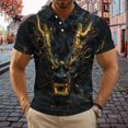 thumbnail image 5 of adaychics Button Up T Shirt Men Dragon Print Short Sleeve Graphic Tee Shirts Casual Summer Tops for Vacation Travel, 5 of 7