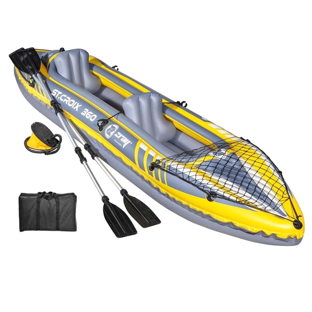 IMGadgets 2-Person Inflatable Kayak for Fishing and Touring with 2 paddles, hand pump & bag | Puncture-Resistant PVC with Rigid I-Beam Floor | 352 lbs Capacity | Fast Inflate & Deflate