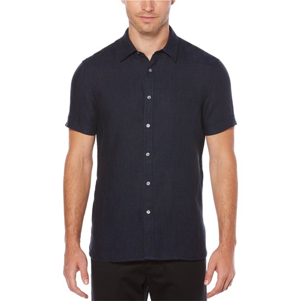 Perry Ellis Camisa con botones texturizados para hombre, azul, XX-Large Perry Ellis Botones al frente
