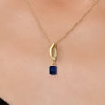 thumbnail image 3 of Gem Stone King 10K Yellow Gold Blue Sapphire and Lab Grown Diamond Pendant Necklace for Women | 0.65 Cttw | Gemstone September Birthstone | Octagon 6X4MM | With 18 inch Chain, 3 of 6