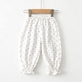 thumbnail image 4 of Toddler Girls Polka Dot Mosquito Repellent Pants, 12M-13Y Kids Cute Ruffle Trim Lantern Pants Elastic Waist Loose Fit Casual Long Trousers White 12 Months, 4 of 6