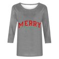 thumbnail image 4 of Pisexur Joyeux Noël T-Shirts pour Femmes Col Rond Manches 3/4 Mode Vacances Tee Tops Mode Ample Automne, 4 of 4