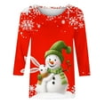 thumbnail image 5 of ZRGHAOYLQ 3/4 Sleeve Christmas Shirts Women White Christmas Snowman Print Shirts 2025 Crewneck Christmas Pullover Sweatshirt Long Sleeve Loose Shirts Tops for Christmas Gifts, 5 of 5