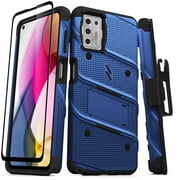 ZIZO BOLT Series for Moto G Stylus (2021) Case with Screen Protector Kickstand Holster Lanyard - Blue & Black