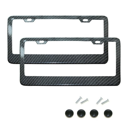 2-pack 3K Carbon Fiber License Plate Frame Tag Cover with Screw Caps US Standard Size TWILL JDM/FF F