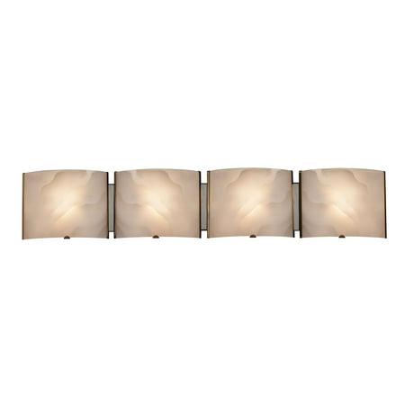 

RADIANCE Goods Transitional 4 Light Chrome Metallic Bath Vanity Wall Fixture White Frosted Alabaster Glass 33 Wide