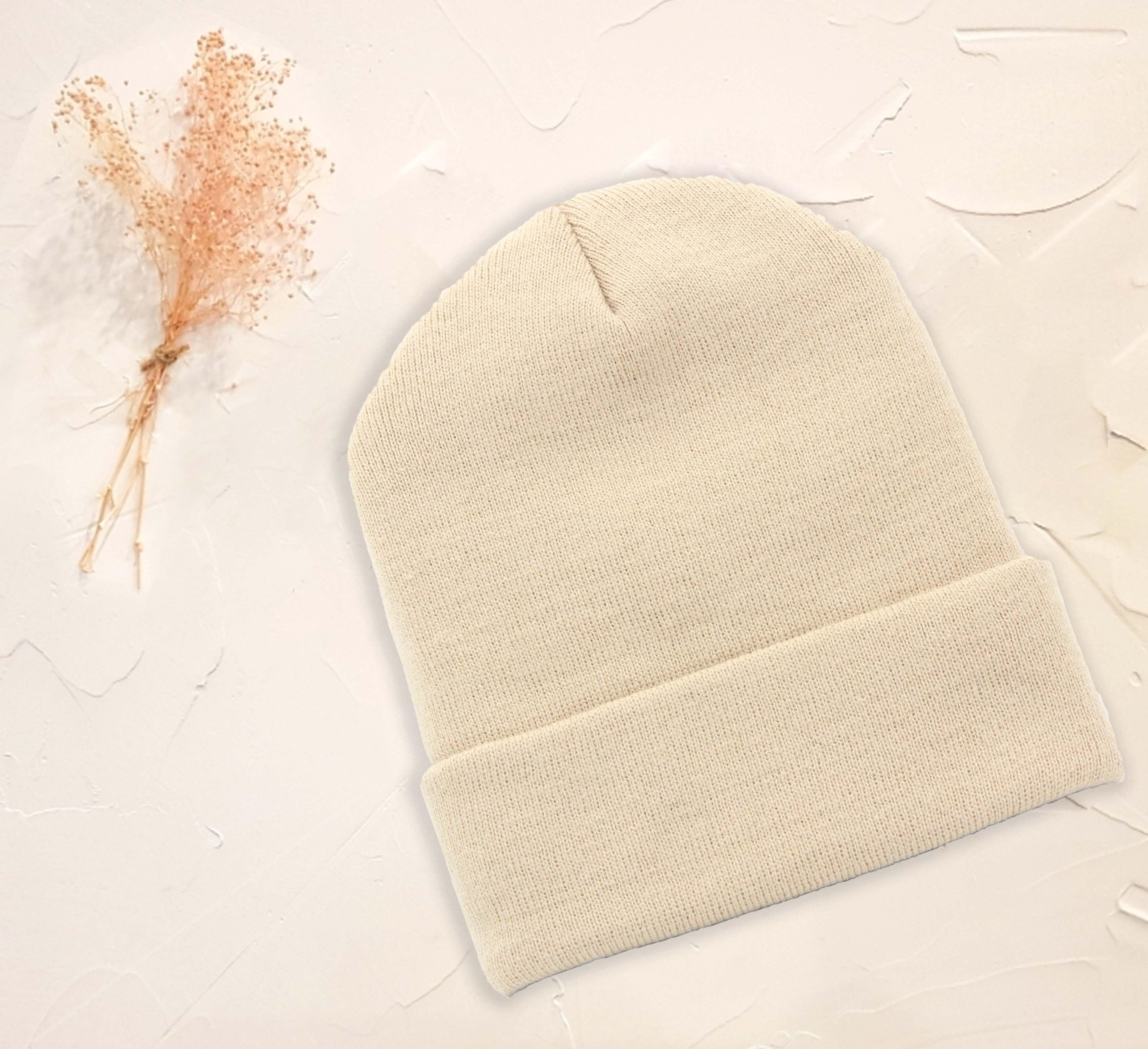 Classic Solid Knit Cuffed Beanie Hat 