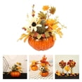 thumbnail image 5 of Cabaza artificial con flores Arreglo floral Guirnaldas de otoño Adorno de mesa para Halloween Decora Escultura de calabaza, 5 of 5