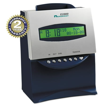 Acroprint ES1000 Totalizing Digital Automatic Payroll Recorder/Time Clock, Blue and Silver