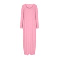 thumbnail image 4 of Yuyuzo Robe Maxi pour Femmes à Manches Longues, Robe Décontractée pour la Maison, Couleur Unie, Col Rond, Robes Basiques Confortables, 4 of 6