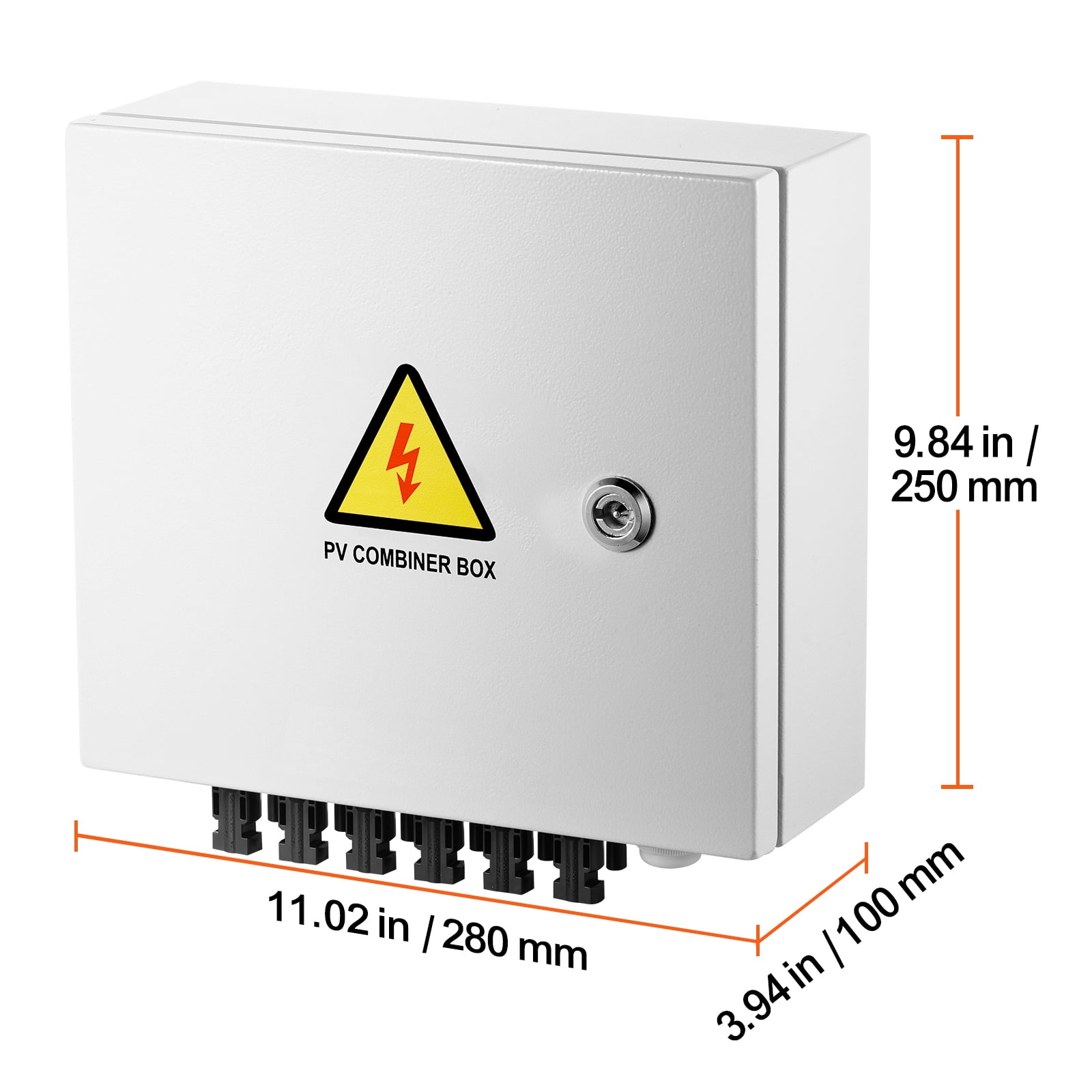 KFFKFF PV Aggregator Box, 6-String, Solar Aggregator Box with 10A Designated Current Fuse, 63A Circuit Interrupter, Lightning Protector and Solar Link, Metallic Housing