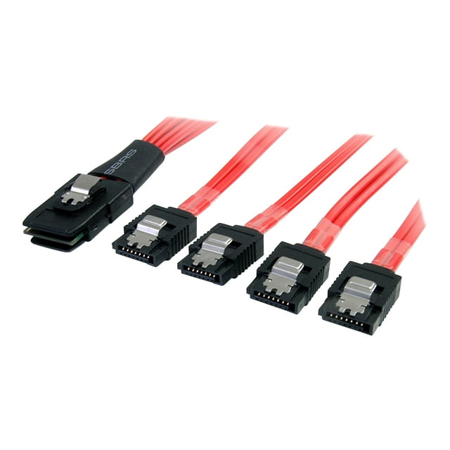 StarTech.com 1m Serial Attached SCSI SAS Cable SATA SAS Cable - SFF-8087 to 4x Latching (SAS8087S4100) - SATA / SAS Cable - Serial ATA 150/300/600 - 4-Lane - SATA (R) to 36 pin 4i Mini MultiLane (P) - 3.3 Pieds - Verrouillé - Rouge