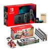Nintendo Switch Console and Kart Holiday Combo: Nintendo Switch Gray Joy-Con 32GB Console, Mario Kart Live: Home Circuit - Mario Set, Mytrix 128GB MicroSD Card and Glass Screen Protector