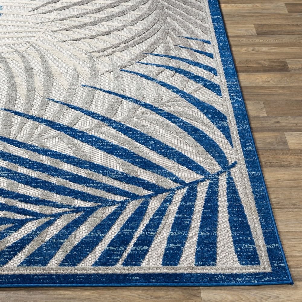 Livabliss Outdoor Rugs, 5x7 Big Sur Coastal Blue Area Rug for Patio, Porch, Deck, Backyard, Waterproof Indoor Outdoor Carpet (5'3" x 7'3")