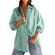 thumbnail image 3 of Camisa CHYRII para mujer, a rayas, con botones, verde, talla S, algodón, 3 of 6