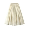 thumbnail image 4 of Sngxgn Women Skirt Vintage High Waist Pleated Skirt(Beige,One Size), 4 of 7