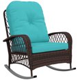 thumbnail image 1 of Outsunny Rattan Rocking Chair with Soft Cushion for Garden, Turquoise, 1 of 10
