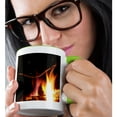thumbnail image 2 of 3drose, Photograph of Flickering Flames from a Fire in an Outdoor Fireplace., 11oz Two-tone Green Mug, 2 of 6