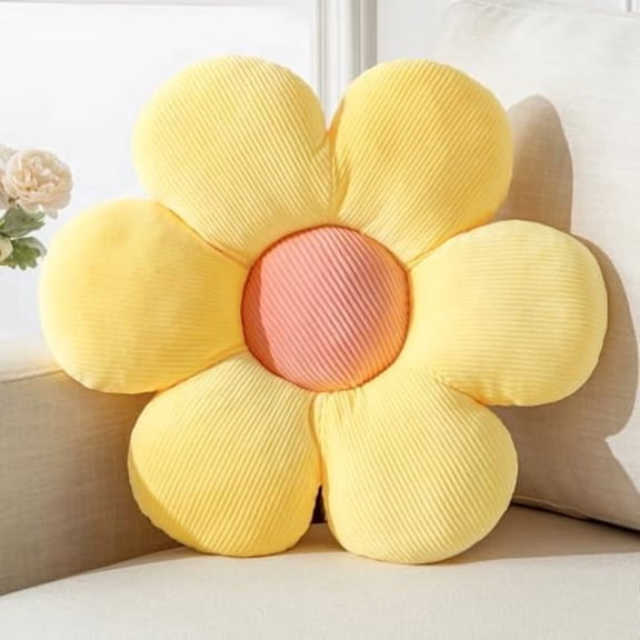 Flower-Shaped Throw Pillow Cushion Flower Pillow Soft Seating Plush Pillow 23.62" Yellow Floor Pillows Home Decorative Seating Cushions