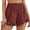 Brick Red, variant on BAKREP Summer Shorts for Women Boho Elastic Waist Ruffle Casual Hollow Out Embroidered Beach Bottoms with Pockets