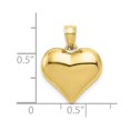 thumbnail image 2 of 15mm 10k Solid Yellow Gold Polished 3-d Love Heart Pendant Necklace Pendant for Women - .8 Grams, 2 of 2