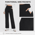thumbnail image 3 of Feekit Women's Fleece Lined Wide Leg Yoga Pants, High Waisted Stretch Lounge Pants with 2 Deep Pockets, 3 of 8