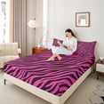 thumbnail image 4 of Homewish Boys Girls Animal Zebra Print 4pcs Bed Sheets,Abstract Geometric Stripes King Sheets,Black Pink Super Cozy Sheet Set,Microfiber Bedroom Decor, 4 of 7