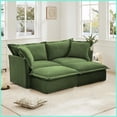thumbnail image 6 of Modern Chenille 2-Seater Convertible Green Sofa with Ottomans - Removable Covers & Plush Comfort for Living Room, 6 of 21