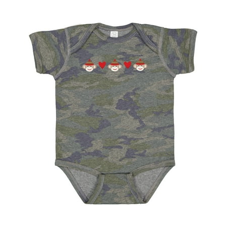 

Inktastic Sock Monkey Heart Border Gift Baby Boy or Baby Girl Bodysuit