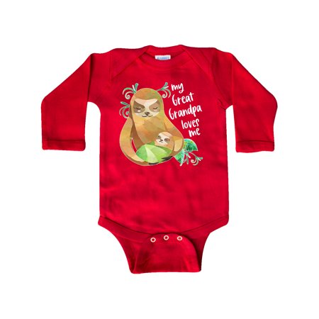 

Inktastic My Great Grandpa Loves Me Cute Sloth and Baby Gift Baby Boy or Baby Girl Long Sleeve Bodysuit