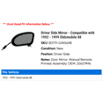 thumbnail image 2 of Driver Side Mirror - Compatible with 1992 - 1999 Oldsmobile 88 1993 1994 1995 1996 1997 1998, 2 of 2