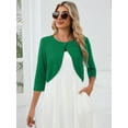 thumbnail image 2 of DEMOTIME Women's Cardigan 3/4 Sleeve Cropped Open Front Bolero Shrug for Dresses Green M, 2 of 6