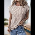 thumbnail image 4 of Blusas de Verano para Mujer, Informales, de Cuello Redondo, de Punto Gofre, con Mangas , Blusas Holgadas. Albaricoque L, 4 of 6